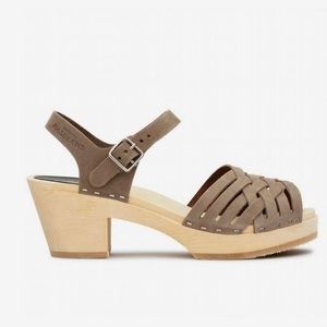 Swedish Hasbeens Braided High Nubick Clogs Size 7